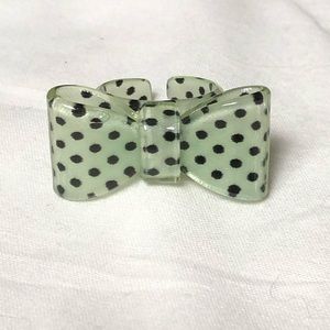 Mint and Black Polka Dot Ring 7